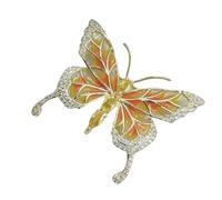 Broche artístico en forma de mariposa, revestimiento esmaltado brillante y detalle de piedra, piezas de joyería de moda para uso diario, pin de mariposa de moda, Medio, como se describe