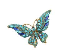Broche artístico en forma de mariposa, revestimiento esmaltado brillante y detalle de piedra, piezas de joyería de moda para uso diario, talla única, como se describe