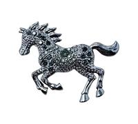 Broche artístico esmaltado con diseño de caballo con diamantes de imitación, adorno de cristal brillante, accesorio de joyería, pin de moda, talla única, como se describe