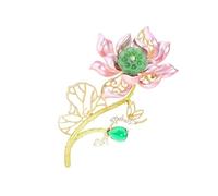 Broche artístico floral de aceite por goteo de cobre, diseño de nenúfares de agua, elegante joyería de boutique para uso diario o celebraciones, pin de nenúfares de agua