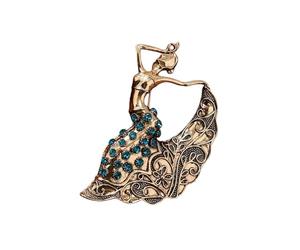 Broche artístico inspirado en la danza de las minorías, con diseño de fundición de alta precisión, movimiento de pliegues detallados, regalo nacional, broche vintage de Dai, One Size, como se describe