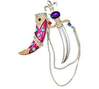 Broche artístico retro con forma de espada con adornos florales detallados para joyería llamativa, broche romántico