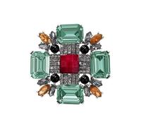 Broche barroco de diamantes de imitación, joya vintage para mujer y hombre, elegante, de lujo, accesorio de vestir, cristales redondos y rectangulares, estilo Art Deco victoriano, para boda