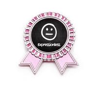 Broche blanco expressionless lindo chat cara insignia pin rosa ganador premio medalla, Medium, Metal