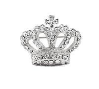 Broche bohemio de cristal con corona de Rey Victoria y Reina, color plateado
