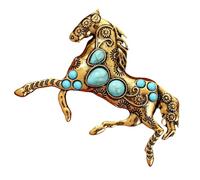 Broche Caballo | Retro y Elegante con Perlas Azules en Forma de Caballo | Broche Temático Ecuestre | para Sombrero Suéter Chal Mochila Bufanda Vestido y Ropa, Se référer au descriptif, Zinc