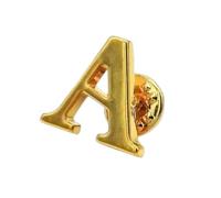 Broche chapado en oro con letras doradas de estilo clásico, Pin de solapa para hombre, sombrero para mujer, bufanda, mochila, insignia, joyería