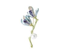 Broche clásico de flor de magnolia con detalles intrincados de pétalos, materiales de aleación para trajes, vestidos, atuendos, pin de solapa floral retro para mujer, One Size, como se describe