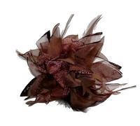 Broche - Cochu.Flor en tejidos marrones nº 8, accesorio de boda - Joyería de boda, 14 cm, telas