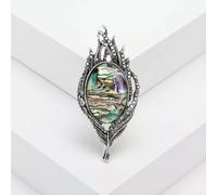 Broche Colgante de Pluma de Concha Blanca de ablone Natural, Amuleto Elegante (predeterminado)