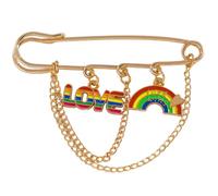 Broche colorido de aleación con forma de amor con diseño de cadena, elegante para cualquier ocasión, moderno pin de pecho