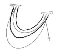 Broche con borlas que incorpora diseños de cadena y perlas de imitación para conjuntos de moda, portátil, accesorio ideal para bufanda, One Size, Como se describe