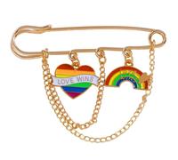 Broche con cadena de corazón Multicolor único, Pin decorativo elegante para chaquetas, bufandas y más, broche con cadena de amor