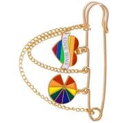 Broche con cadena de corazón Multicolor único, Pin decorativo elegante para chaquetas, bufandas y más, broche con cadena de amor