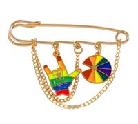 Broche con cadena de corazón Multicolor único, Pin decorativo elegante para chaquetas, bufandas y más, broche con cadena de amor