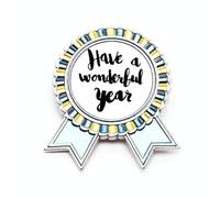 Broche con cita "Have A Wonderful Year" para ganador de la medalla, Medium, Metal