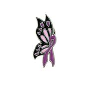 Broche con diamantes de imitación para concienciación sobre la violencia doméstica, pin de solapa, cinta morada, cinta de concienciación, broche con nombre, 3.5X1.5CM, Zinc