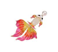 Broche con diseño de animales de dibujos animados esmaltados dorados para mujer, elegante, decoración de fiesta de Navidad, pin único, talla única, como se describe