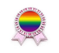 Broche con diseño de arco iris LGBT degradado, color rosa, medalla de premio ganador, Medium, Metal