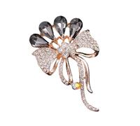Broche con diseño de flores con diamantes de imitación multifuncionales, joyería acentuada para elevar cualquier conjunto, adecuado para varias ocasiones, broche adornado con cristal, One Size, como