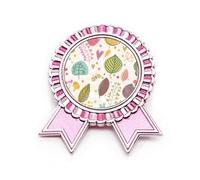 Broche con diseño de flores de color, color rosa, medalla del premio ganador, Medium, Metal