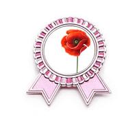 Broche con diseño de flores rojas, diseño de maíz, color rosa, Medium, Metal