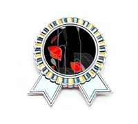 Broche con diseño de flores rojas, diseño de maíz, ganador de la medalla, Medium, Metal