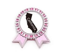 Broche con diseño de mapa de California de Estados Unidos, color rosa, medalla de premio ganador, Medium, Metal