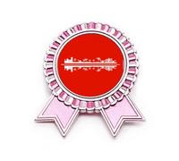 Broche con diseño de paisaje urbano y arquitectónico, símbolo de pastizal, medalla rosa del premio ganador, Medium, Metal
