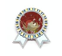 Broche con diseño de pájaro de alas de flores ukiyo-e, Medium, Metal