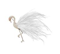 Broche con diseño de plumas de flamenco con piedras de circonita, pin de solapa ligero para abrigo, traje, suéter, ropa de moda, joyería, broche de flamenco, talla única, como se describe