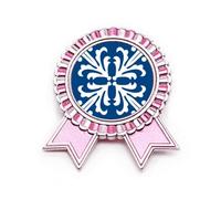 Broche con diseño de talavera azul, diseño de flores, color rosa, Medium, Metal