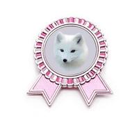 Broche con diseño de zorro, diseño de ojos de animales, color rosa, Medium, Metal