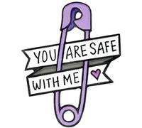 Broche con diseño en forma de alfiler, diseño con texto en inglés "You Are Safe With Me", esmaltado, bolsas elegantes, accesorios de joyería, regalo, diseño inteligente