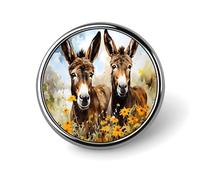 Broche con estampado de burro divertido entre flores silvestres, pin de solapa redondo, insignias metálicas, broche para hombres y mujeres, 1 pulgada.