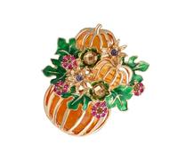 Broche con forma de calabaza adornado con diamantes de imitación, accesorio temático de Halloween para trajes de fiesta y celebraciones de temporada, pin de solapa para fiestas festivas