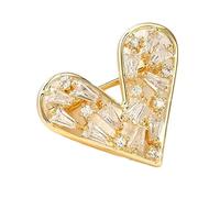 Broche con forma de circonita para mujer, uso diario y ocasiones especiales, joyería de corazón de moda, One Size, como se describe