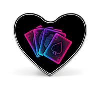 Broche con forma de corazón con estampado de cartas de póquer de cuatro ases y espadas, divertido broche para solapa, corbata, botón, decoración para hombres y mujeres, forma de amor, estilo