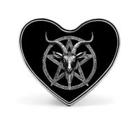 Broche con forma de pentáculo invertido de peltre con estampado de cabra satánica, insignia de corazón, alfiler divertido para solapa, corbata, botón, decoración para hombres y mujeres