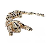Broche con forma de tigre para mujer, insignias de metal con diamantes de imitación, accesorios de ropa, joyería, regalo, pin de solapa único, One Size, como se describe