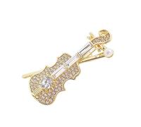 Broche con forma de violín con diamantes de imitación, broche artístico para eventos formales, para mujeres y hombres, unisex