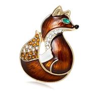 Broche con forma de zorro brillante, accesorio de diamantes de imitación, ideal para vestidos, abrigos y cajas de regalo, accesorios de joyería para banquetes de fiesta, talla única, como se describe