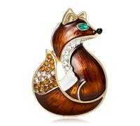Broche con forma de zorro brillante, accesorio de diamantes de imitación, ideal para vestidos, abrigos y cajas de regalo, accesorio de broche de zorros de aleación, talla única, como se describe