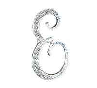 Broche con inicial de letra y diamantes de imitación de cristal para hombre y mujer, insignia con etiqueta del alfabeto inglés en Color plateado, regalo de joyería Unisex