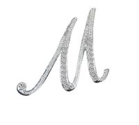 Broche con inicial de letra y diamantes de imitación de cristal para hombre y mujer, insignia con etiqueta del alfabeto inglés en Color plateado, regalo de joyería Unisex