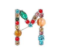 Broche con Inicial para Mujer, Broche con Letra de Perla, Insignia de Solapa para Trajes, Abrigos, Vestidos, Sombreros y Bolsos, Regalo para Esposa (M)