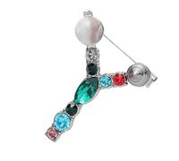 Broche con Inicial para Mujer, Broche con Letra de Perla, Insignia de Solapa para Trajes, Abrigos, Vestidos, Sombreros y Bolsos, Regalo para Esposa (Y)