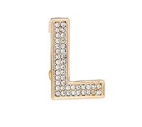 Broche con Inicial para Mujer, Pin con Letras con Diamantes de Imitación Dorados, Idea de Regalo para Calcetines Navideños A-Z Para Ella (L)