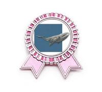 Broche con insignia de ballenas volando a través del mar profundo, color rosa, Medium, Metal