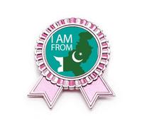 Broche con la bandera nacional "I Am From Pakistan National Flag Country Badge Pin Pink Winner Award", Medium, Metal